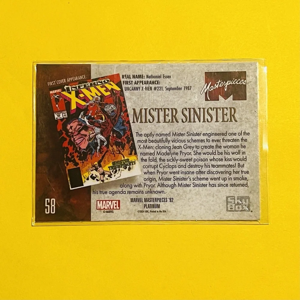 2024 Upper Deck Marvel Masterpieces‎ '92 Platinum #58 Mister Sinister